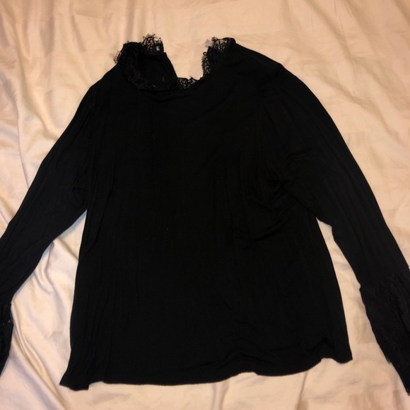 Black Long Sleeve with Lace Detail - Picture 1 of 2